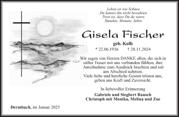 Traueranzeige von Gisela Fischer von Südthüringer Presse