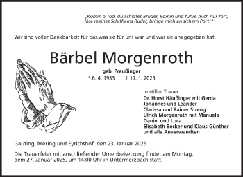 Traueranzeige von Bärbel Morgenroth von Neue Presse Coburg