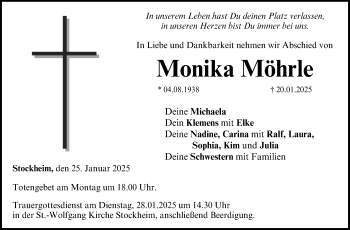 Traueranzeige von Monika Möhrle von Neue Presse Coburg