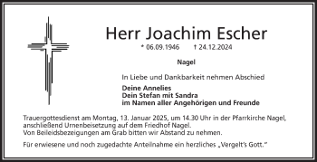 Traueranzeige von Joachim Escher von Frankenpost