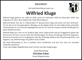 Traueranzeige von Wilfried Kluge von Frankenpost