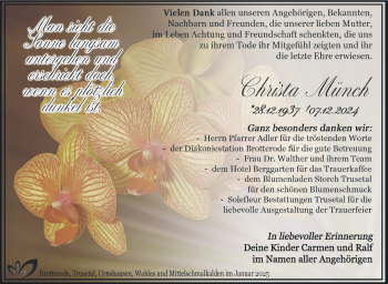 Traueranzeige von Christa Münch von Südthüringer Presse