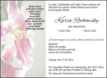 Traueranzeige von Karin Rochowsky. von Neue Presse Coburg