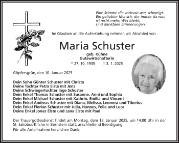 Traueranzeige von Maria Schuster von Frankenpost