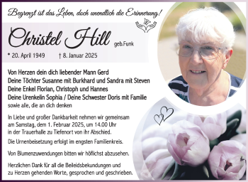 Traueranzeige von Christel Hill von Südthüringer Presse