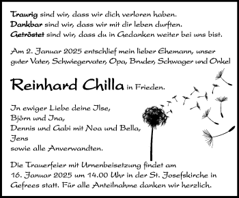 Traueranzeige von Reinhard Chilla von Frankenpost