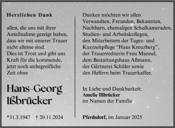 Traueranzeige von Hans-Georg Ißbrücker von Südthüringer Presse