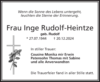 Traueranzeige von Inge Rudolf-Heintze von Frankenpost