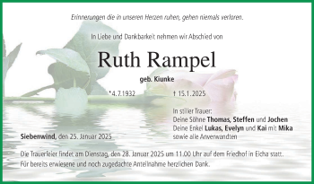 Traueranzeige von Ruth Rampel von Neue Presse Coburg