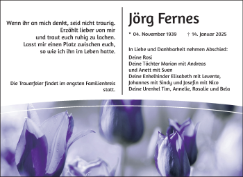 Traueranzeige von Jörg Fernes von Südthüringer Presse
