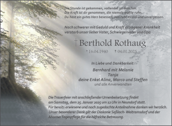 Traueranzeige von Berthold Rothaug von Neue Presse Coburg