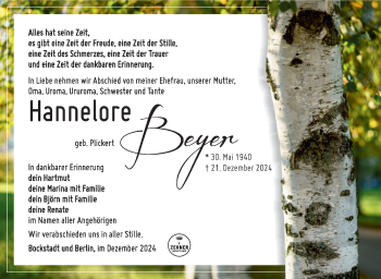 Traueranzeige von Hannelore Bayer von Südthüringer Presse