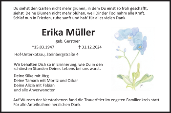 Traueranzeige von Erika Müller von Frankenpost