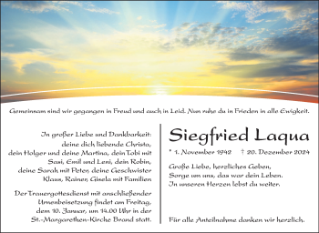 Traueranzeige von Siegfried Laqua von Frankenpost