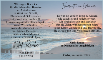 Traueranzeige von Olaf Raabe von Südthüringer Presse