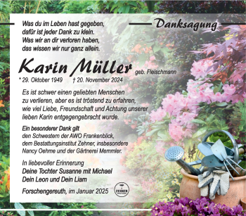 Traueranzeige von Karin Müller von Südthüringer Presse