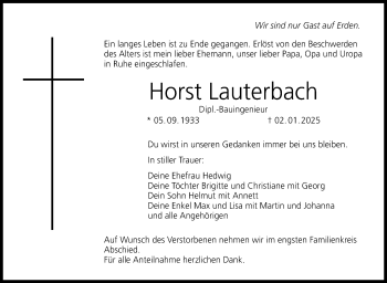 Traueranzeige von Horst Lauterbach von Neue Presse Coburg