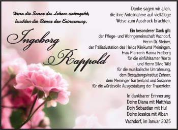 Traueranzeige von Ingeborg Rappold von Südthüringer Presse