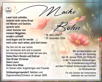 Traueranzeige von Maike Bohn von Südthüringer Presse