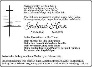 Traueranzeige von Gerjhard Korn von Neue Presse Coburg