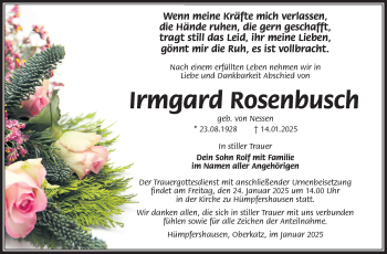 Traueranzeige von IrmgardIrmgard RosenbuschRosenbusch von Südthüringer Presse