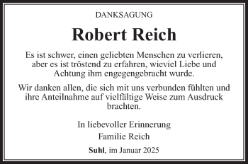 Traueranzeige von Robert Reich von Südthüringer Presse