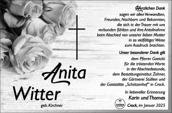 Traueranzeige von Anita Witter von Südthüringer Presse