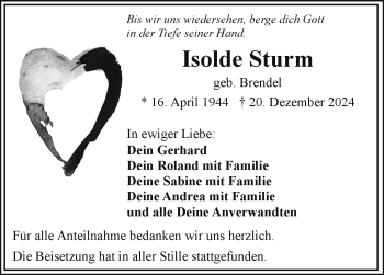 Traueranzeige von Isolde Sturm von Frankenpost