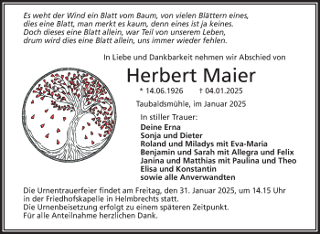 Traueranzeige von Herbert Maier von Frankenpost