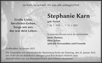 Traueranzeige von Stephanie Karn von Neue Presse Coburg