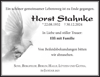 Traueranzeige von Horst Stahnke von Südthüringer Presse