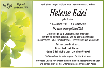 Traueranzeige von Helene Edel von Südthüringer Presse