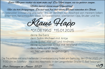 Traueranzeige von Klaus Happ von Südthüringer Presse
