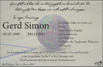 Traueranzeige von Gerd Simon von Südthüringer Presse