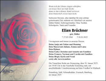 Traueranzeige von Ellen Brückner von Südthüringer Presse