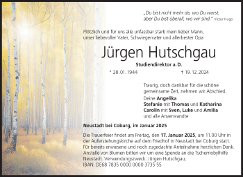 Traueranzeige von Jürgen Hutschgau von Neue Presse Coburg