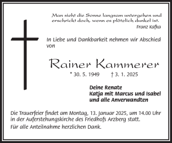 Traueranzeige von Rainer Kammerer von Frankenpost
