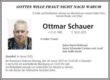 Traueranzeige von Ottmar Schauer von Neue Presse Coburg