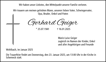 Traueranzeige von Gerhard Geiger von Neue Presse Coburg