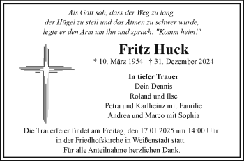 Traueranzeige von Fritz Huck von Frankenpost