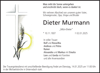 Traueranzeige von Dieter Murmann von Neue Presse Coburg