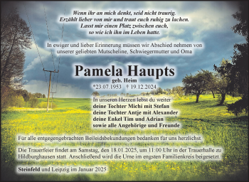Traueranzeige von Pamela Haupts von Südthüringer Presse