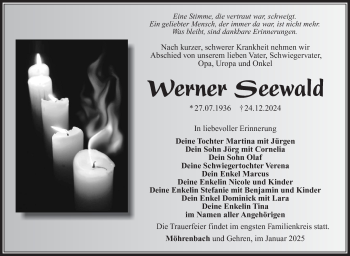 Traueranzeige von Werner Seewald von Südthüringer Presse