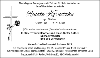 Traueranzeige von Renate Kornetzky? von Neue Presse Coburg