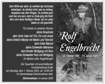 Traueranzeige von Rolf Engelbrecht von Südthüringer Presse