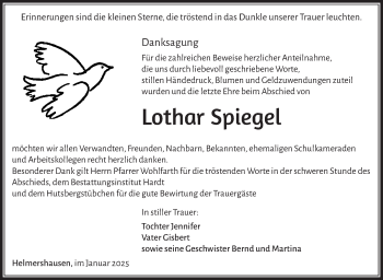 Traueranzeige von Lothar Spiegel von Südthüringer Presse