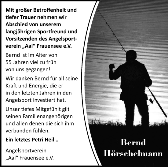 Traueranzeige von Bernd Hörschelmann von Südthüringer Presse