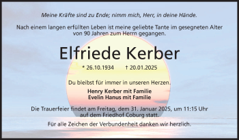 Traueranzeige von Elfriede Kerber von Neue Presse Coburg