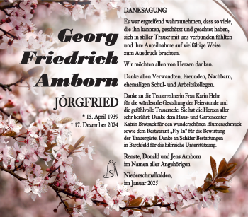 Traueranzeige von Georg Friedrich Amborn von Südthüringer Presse