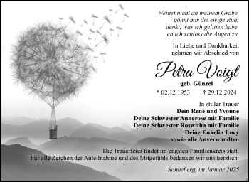 Traueranzeige von Petra Voigt von Südthüringer Presse